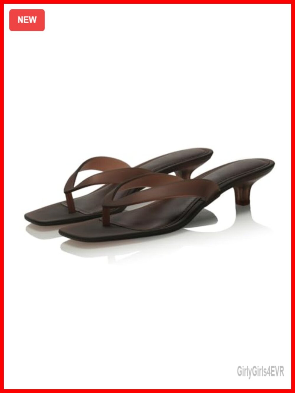 Kitten Heel Thong Sandals Clear Frosted Square Open Toe Slip On Jelly Flip Flops